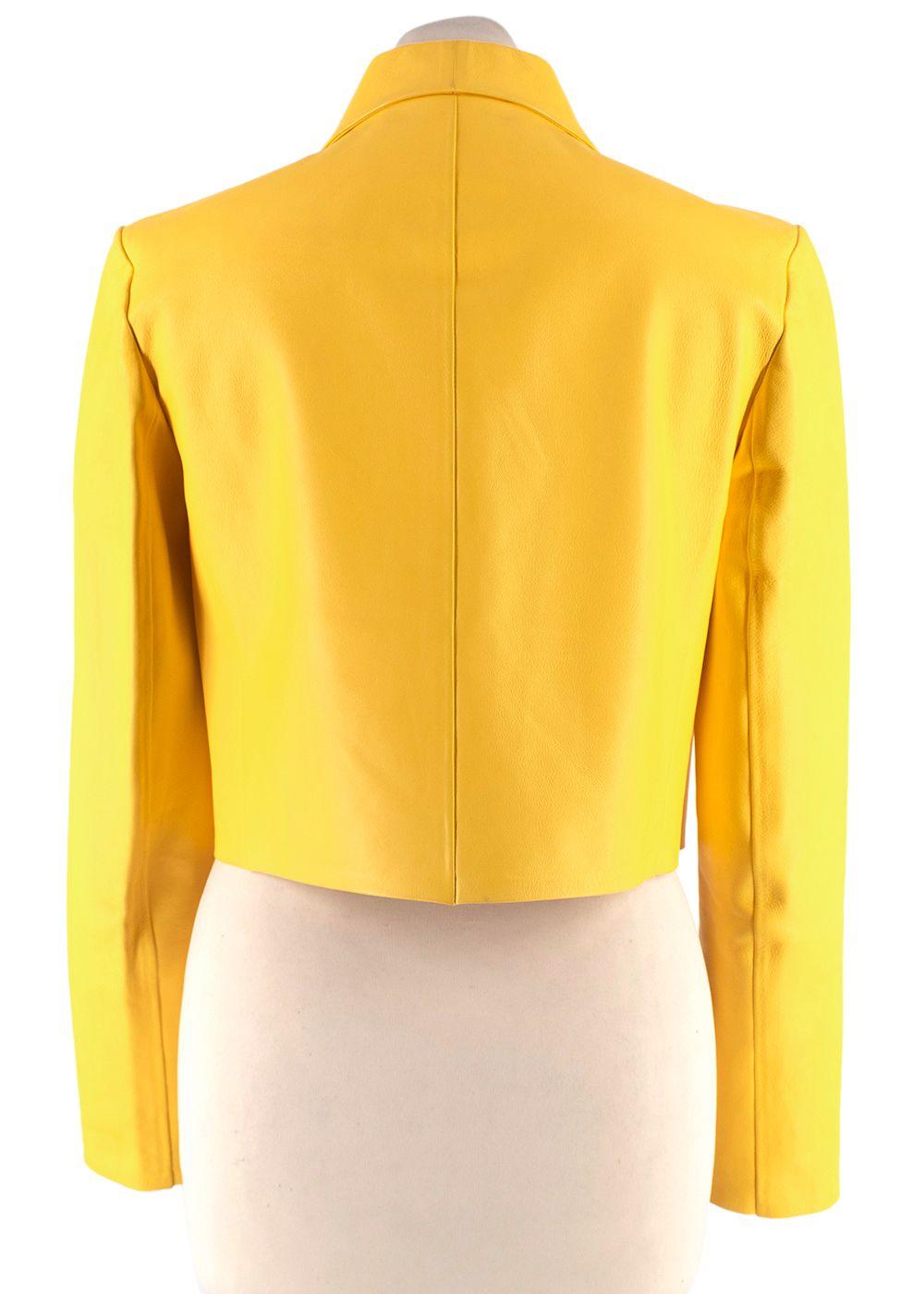 Ralph Lauren Collection Cropped Yellow Leather Jacket