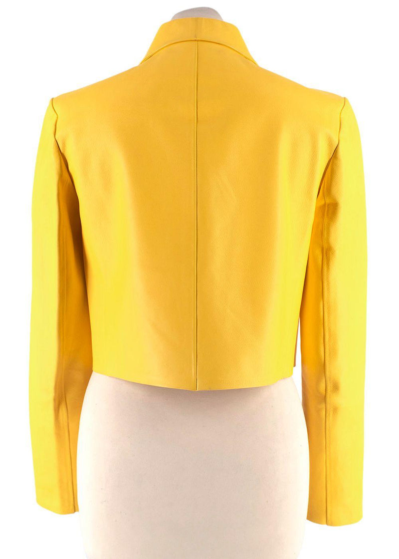 Ralph Lauren Collection Cropped Yellow Leather Jacket