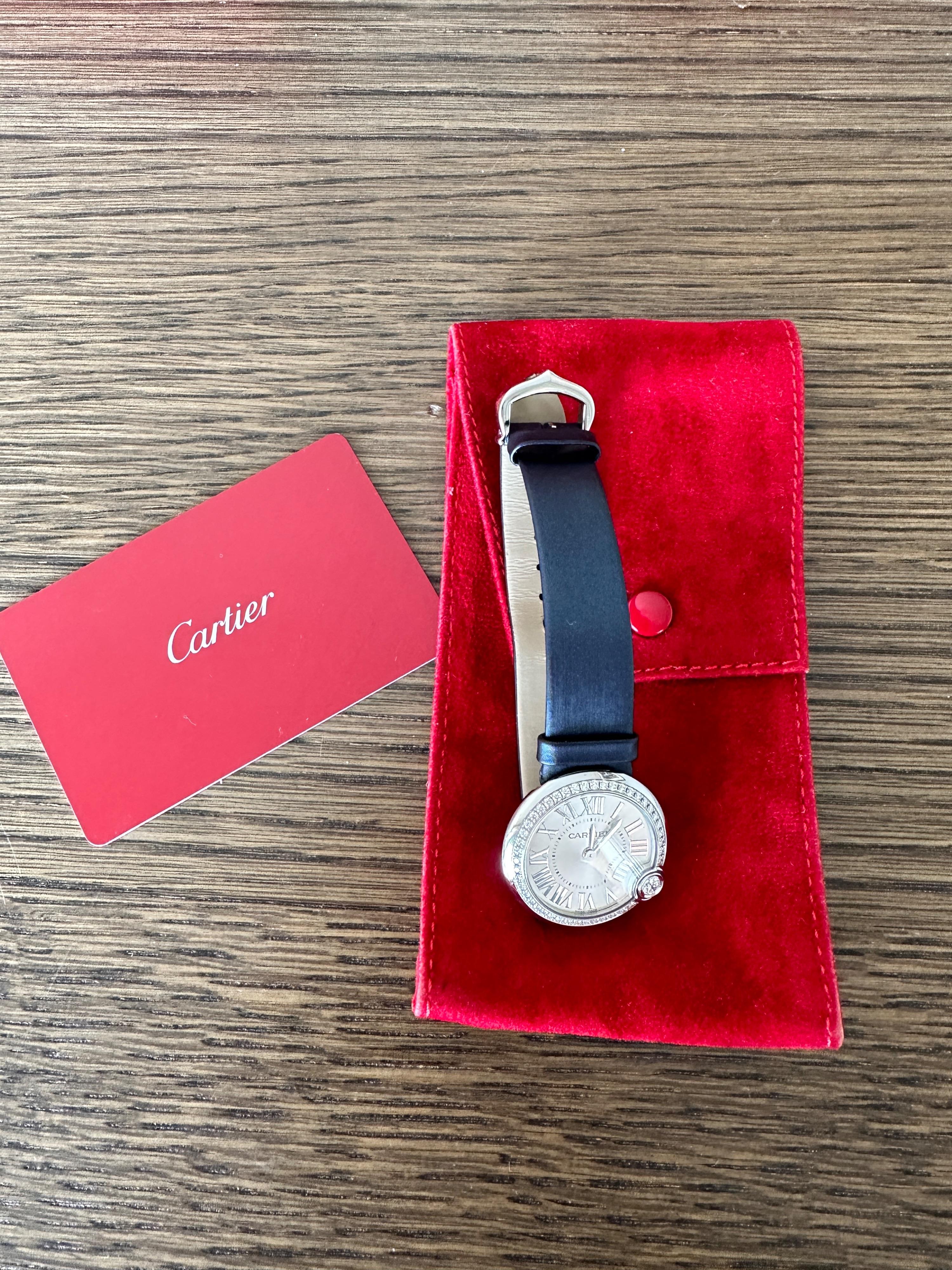Cartier Ballon Blanc Diamond Watch with Silk Strap