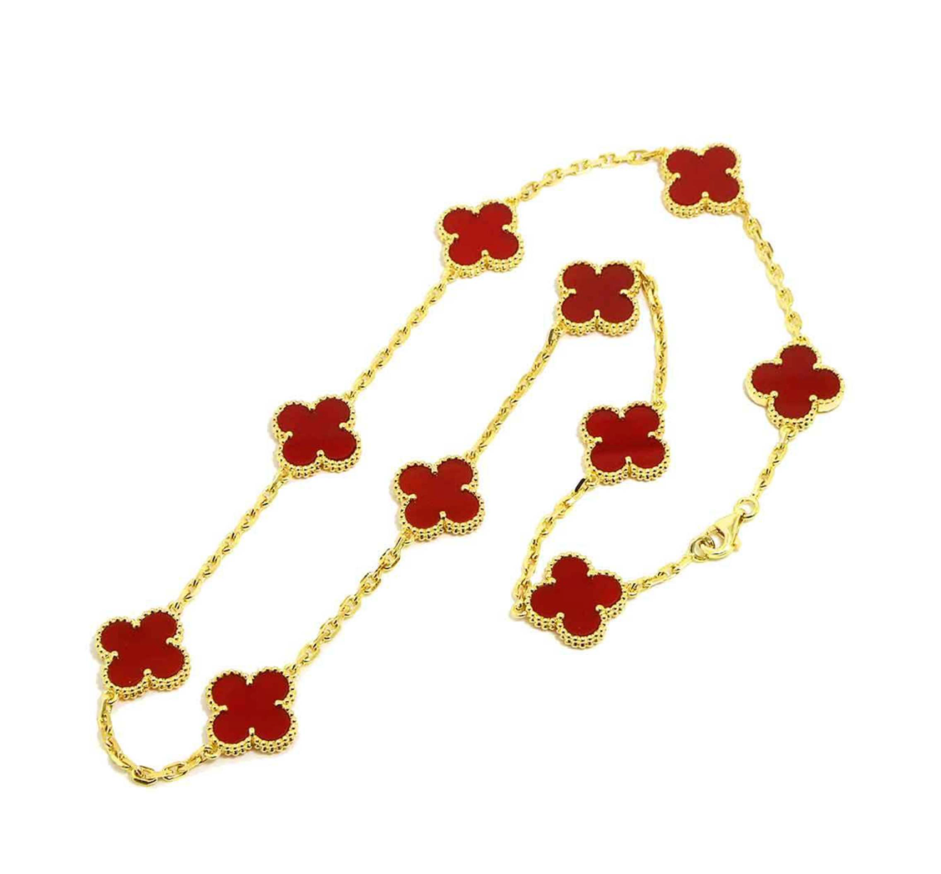 Van Cleef & Arpels Red Carnelian Vintage Alhambra Necklace