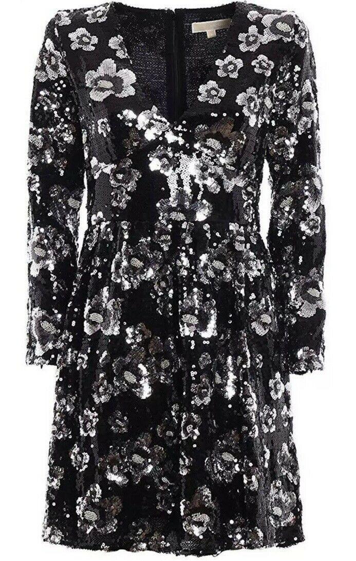 Michael Kors SEQUIN embellished BLACK floral dress