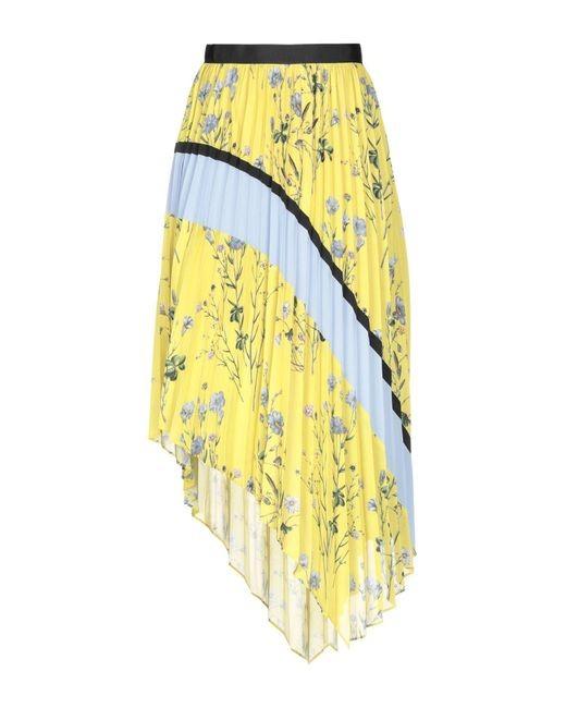 Self Portrait Yellow Asymmetric Pleated Floral Skirt
