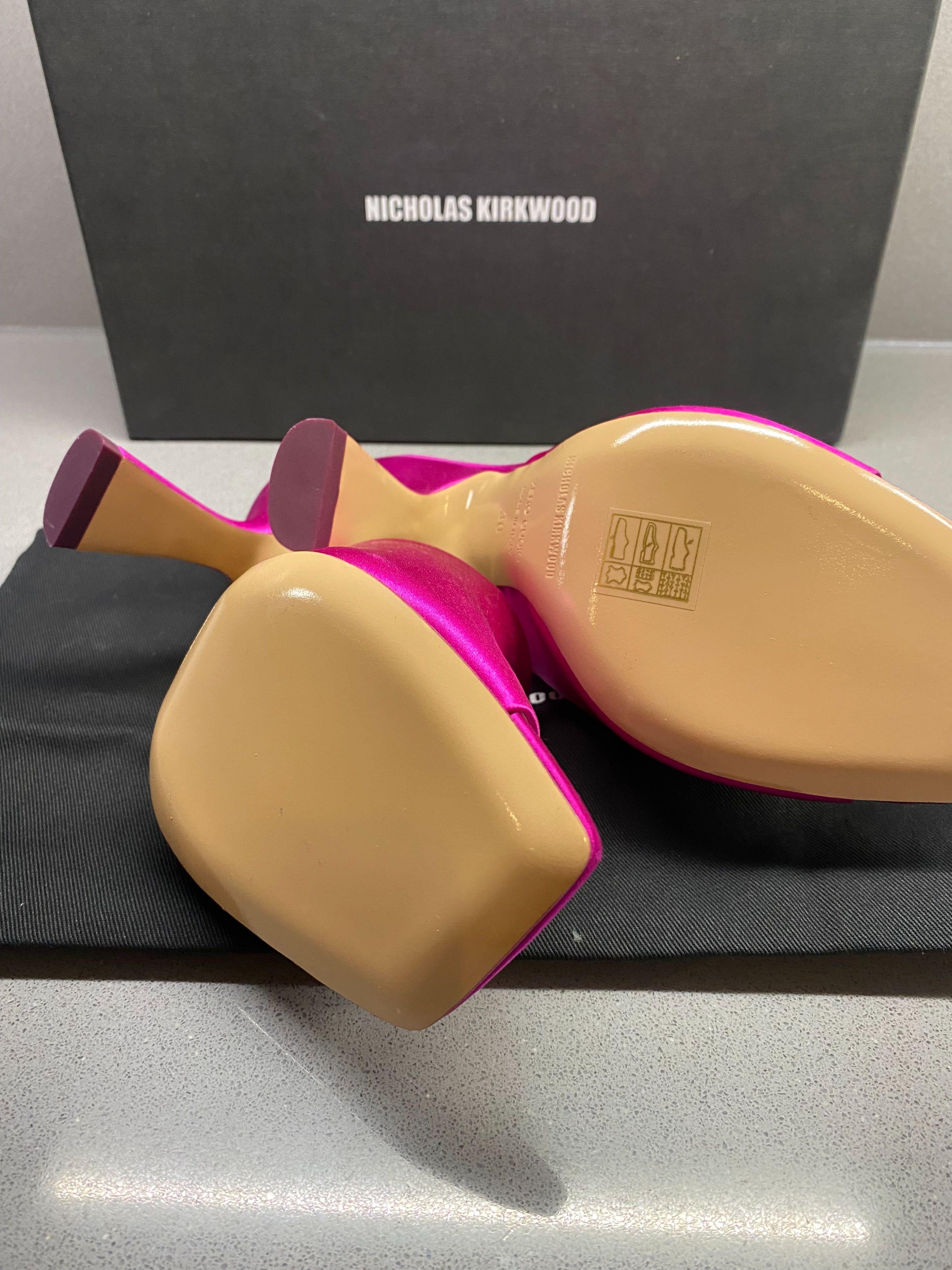 Nicholas Kirkwood Fuchsia Alba Satin Mules