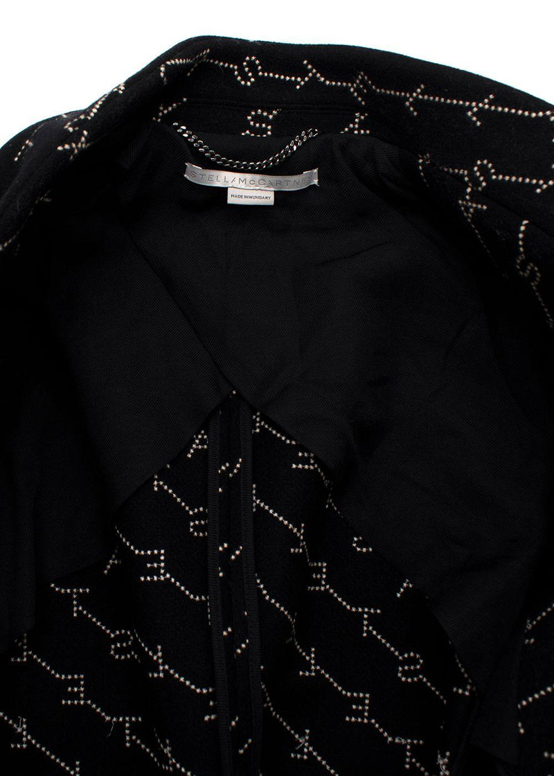 Stella McCartney Black Logo Print Wool Blend Coat