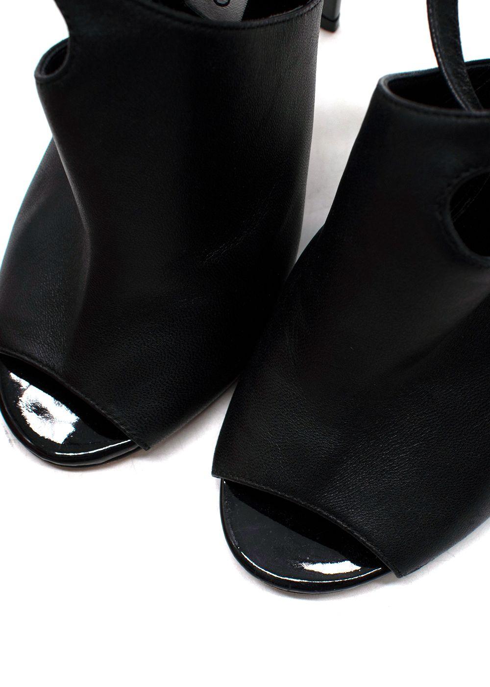 Jimmy Choo Black Leather Peep Toe Sandals