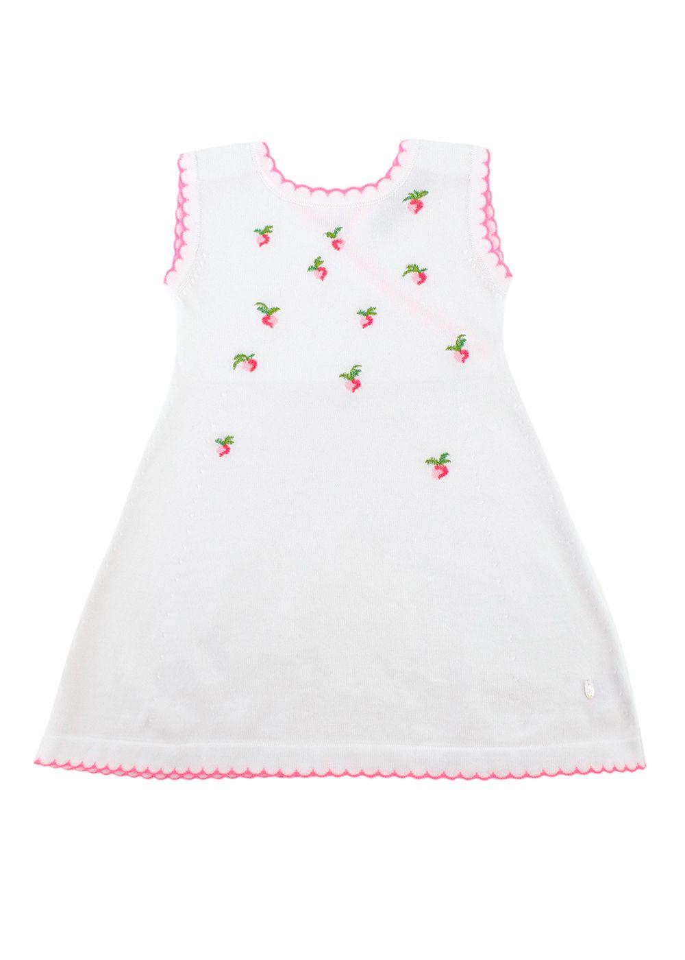 Baby Dior White & Pink Strawberry Embroidery Cardigan and Dress Set