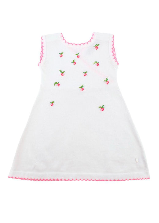 Baby Dior White & Pink Strawberry Embroidery Cardigan and Dress Set