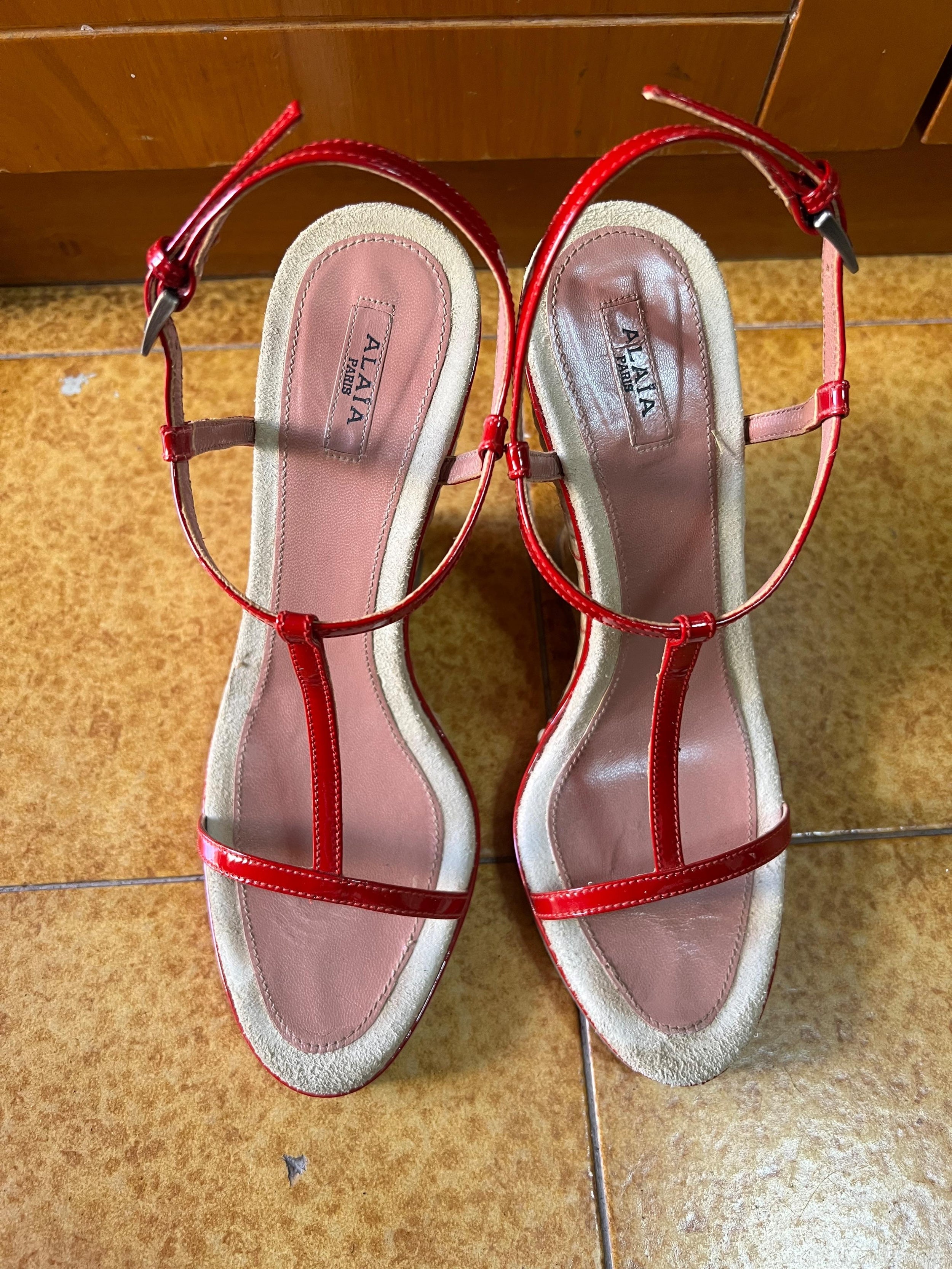 Strappy Patent Espadrille Wedges