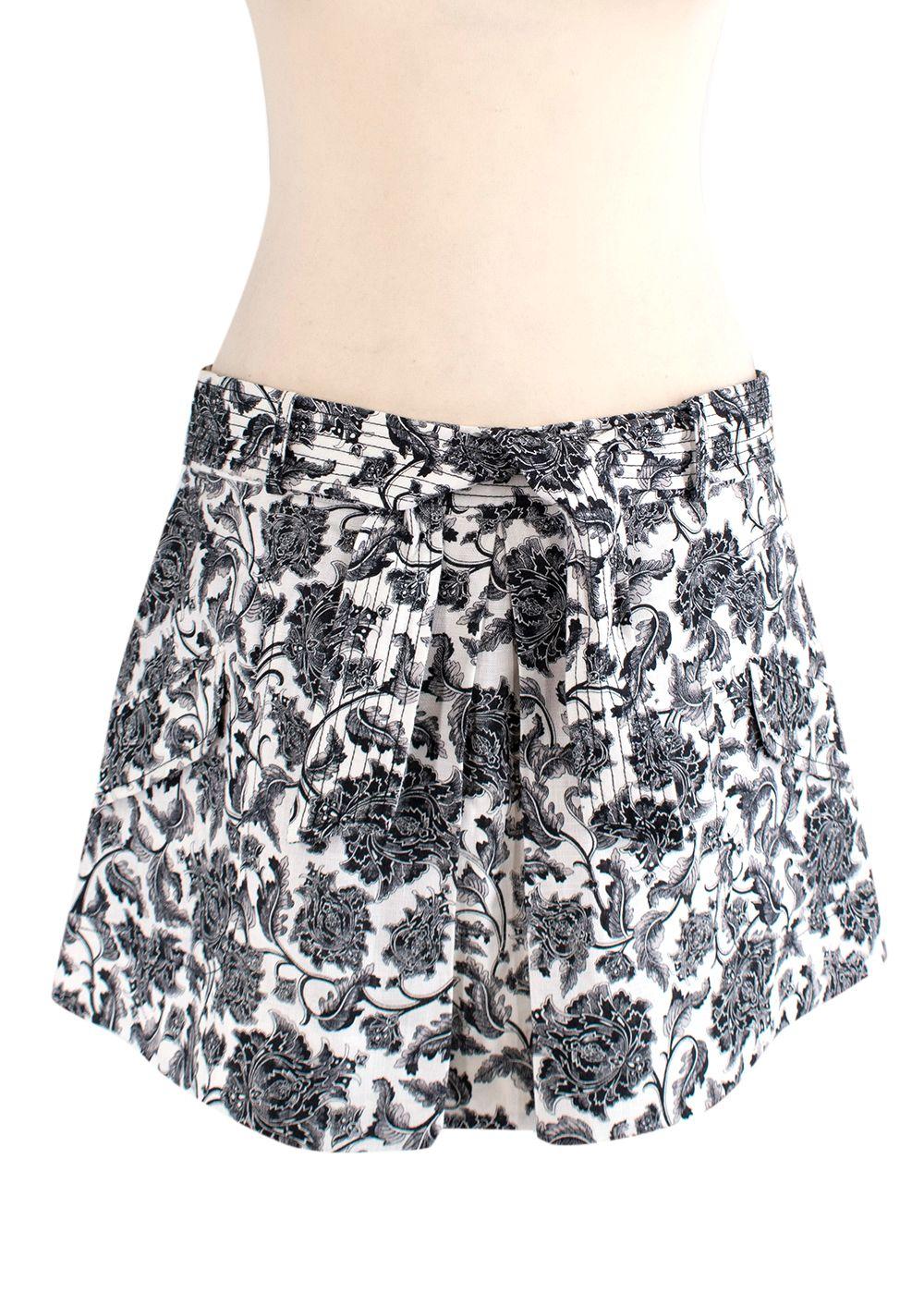 Zimmermann Black & ivory toile print silk-satin camisole & linen skirt