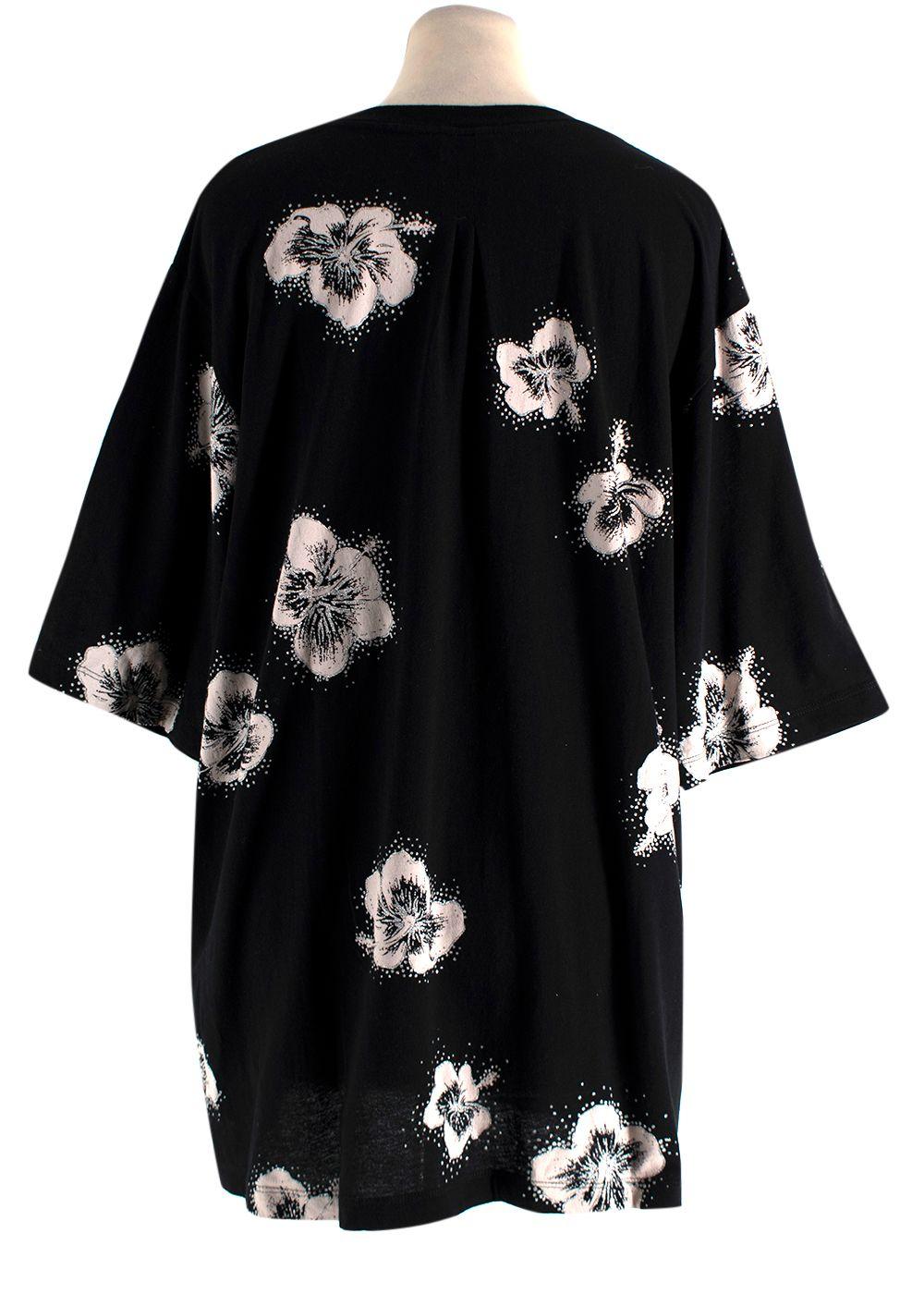 Saint Laurent Black Hibiscus Flower Print Top
