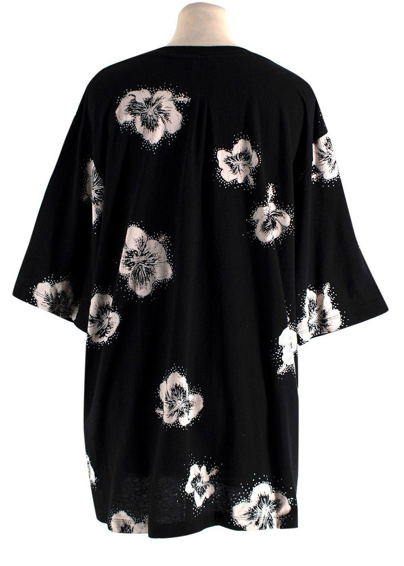 Saint Laurent Black Hibiscus Flower Print Top