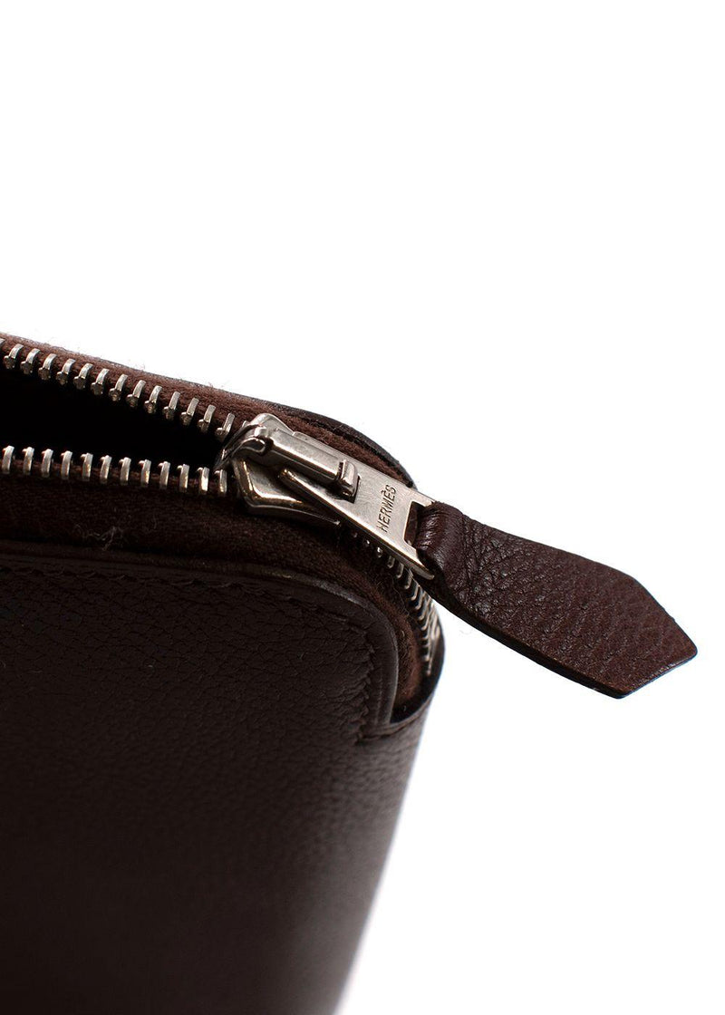 Hermes Chocolate Brown Leather Azap Long Wallet
