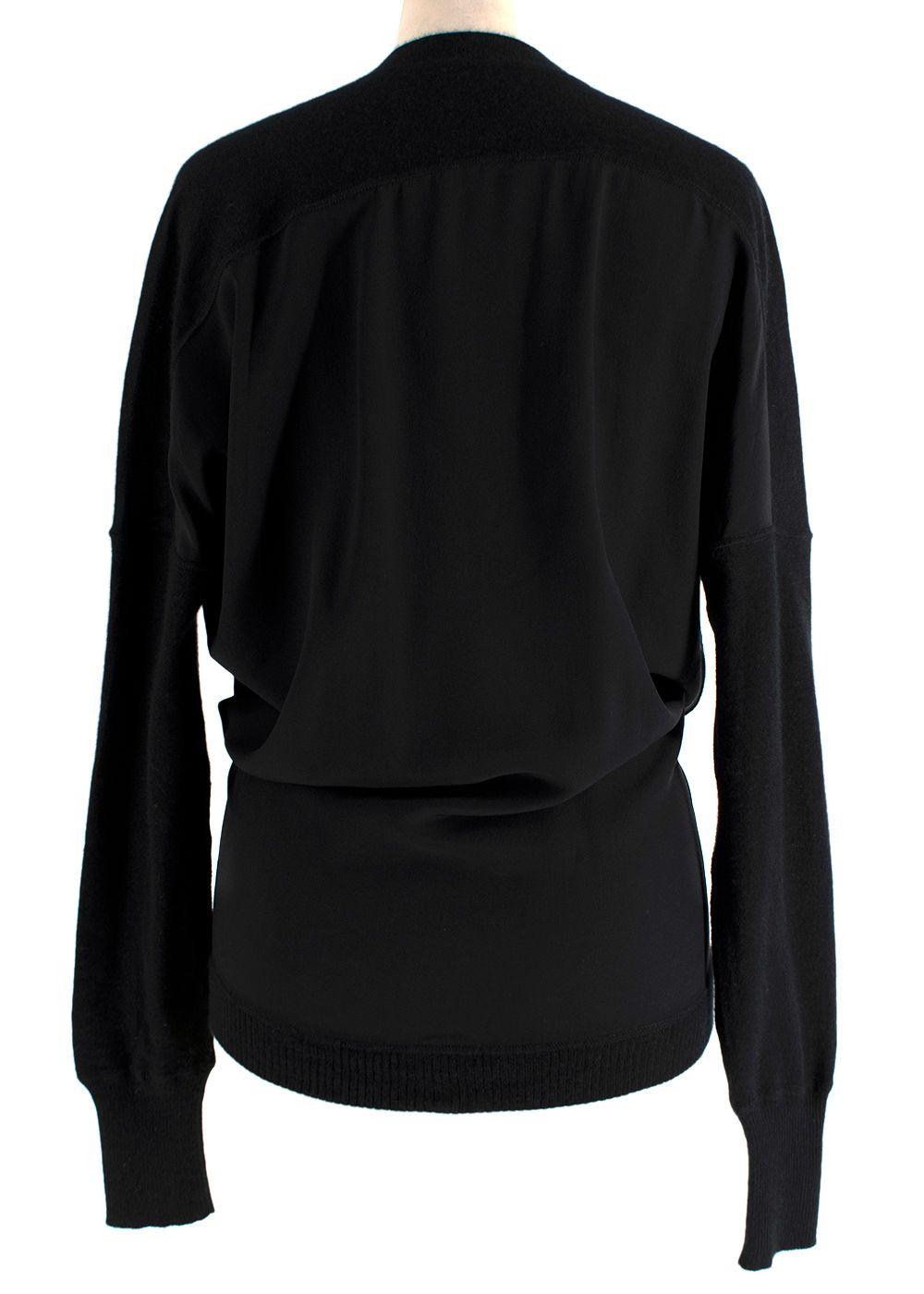 Tom Ford Black Contrasting Panel Silver Zip Cardigan