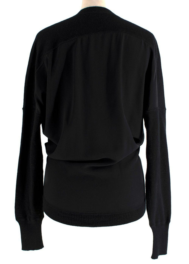 Tom Ford Black Contrasting Panel Silver Zip Cardigan