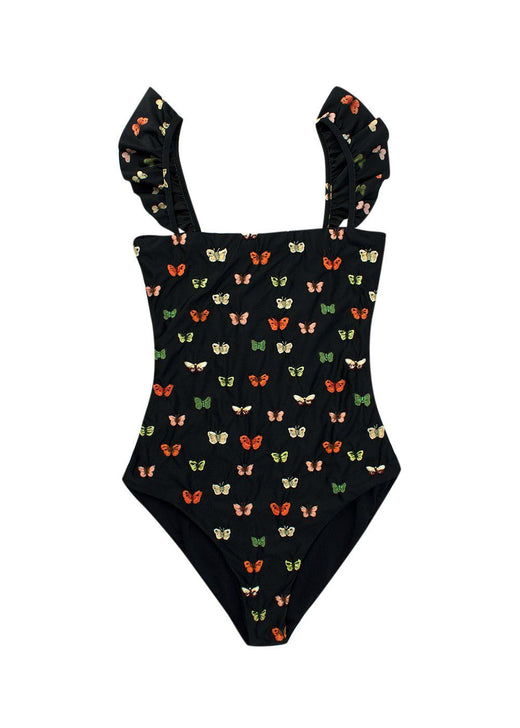 Agua by Agua Bendita Butterfly Embroidered One Piece Bathing Suit