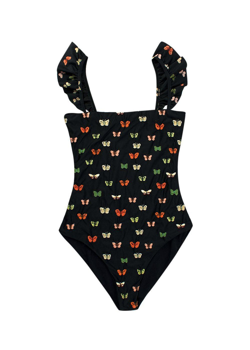 Agua by Agua Bendita Butterfly Embroidered One Piece Bathing Suit