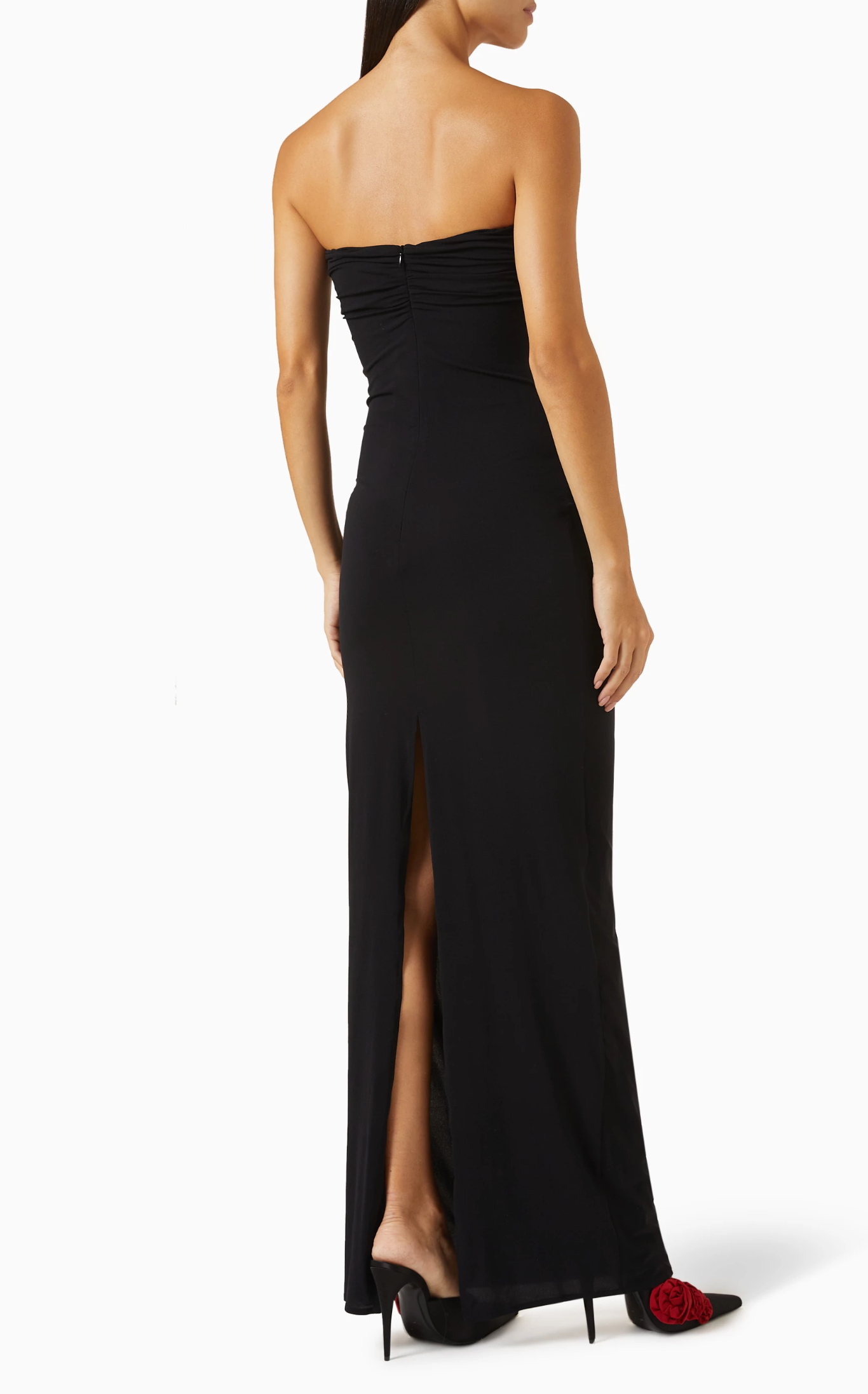 Magda Butrym Strapless Floral Appliqué Maxi Dress
