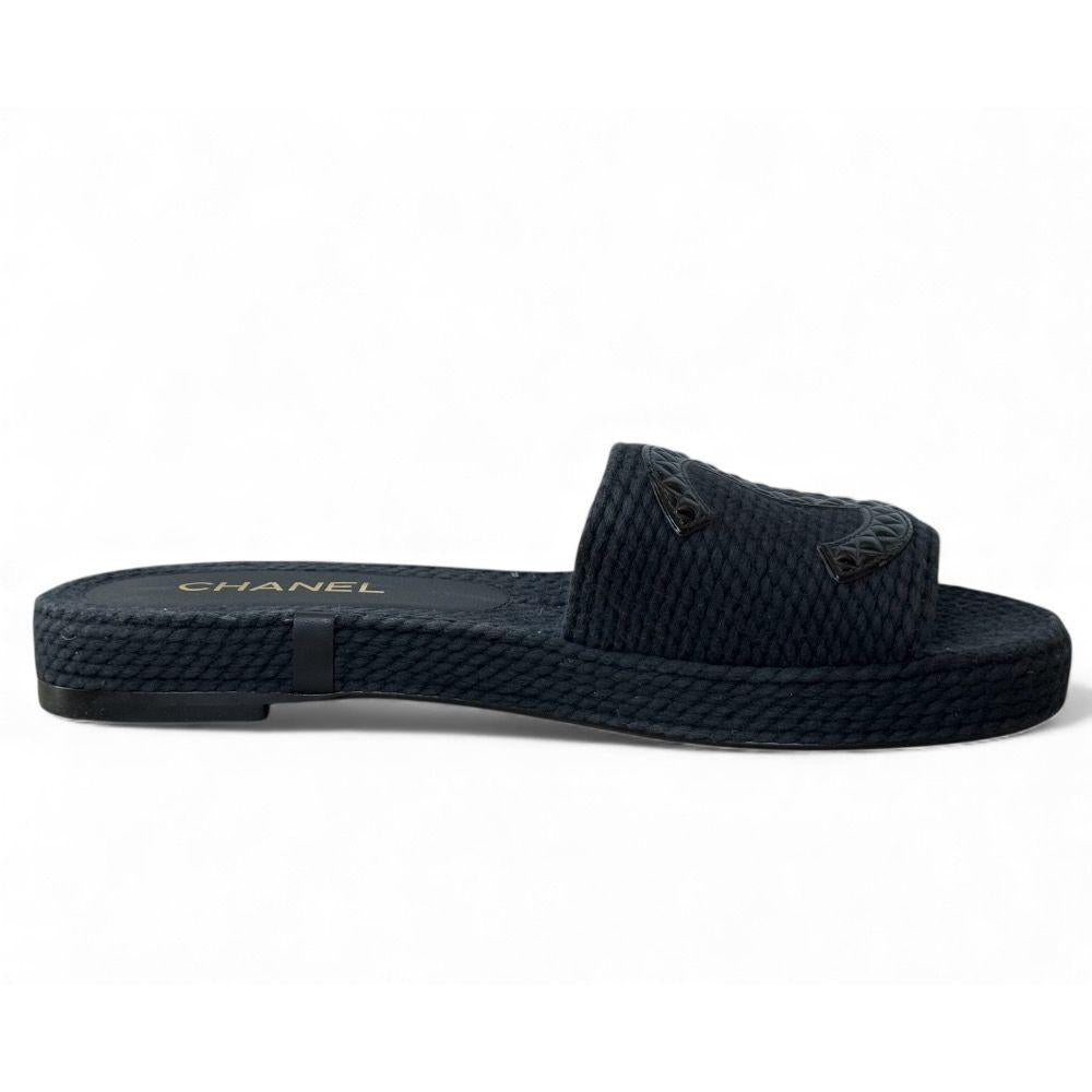 Chanel Black CC Slides
