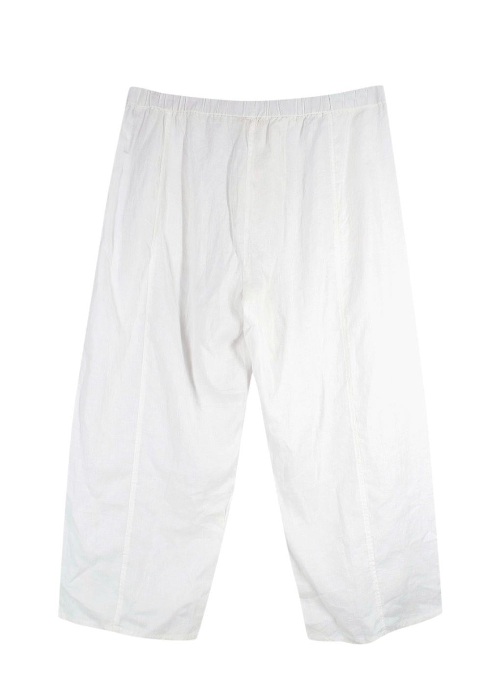 Eileen Fisher White Wide Leg Linen Trousers