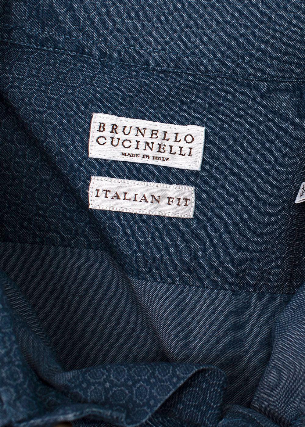 Brunello Cucinelli Blue Cotton Patterned Shirt