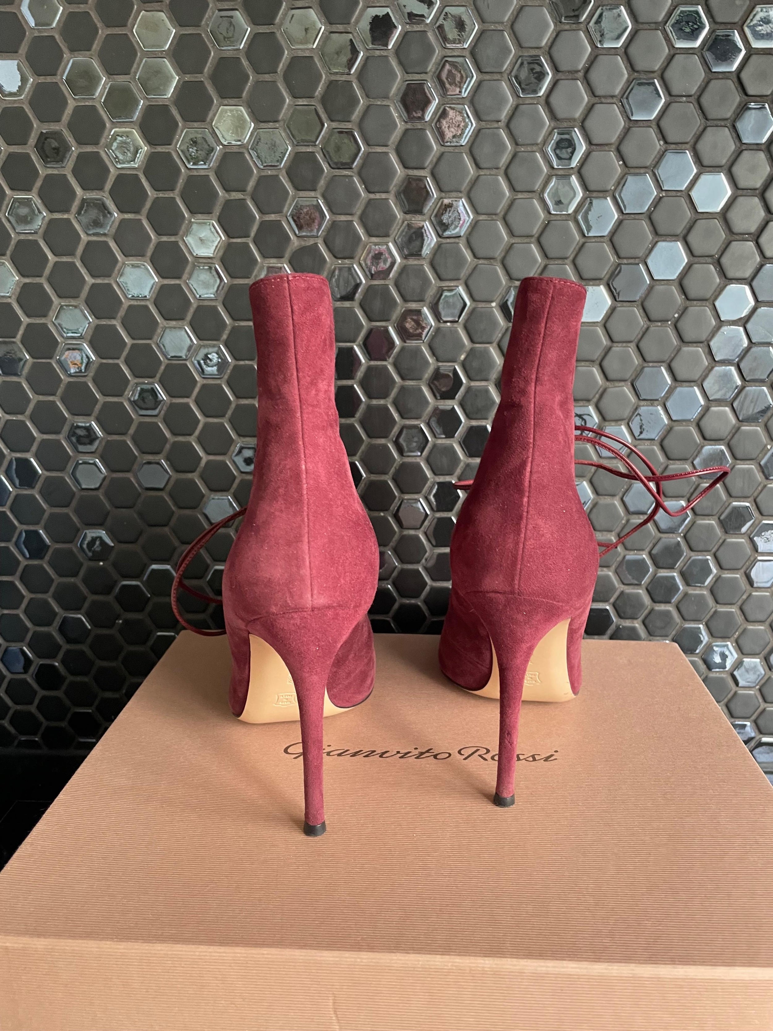 Gianvito Pink Suede Ankle Boots