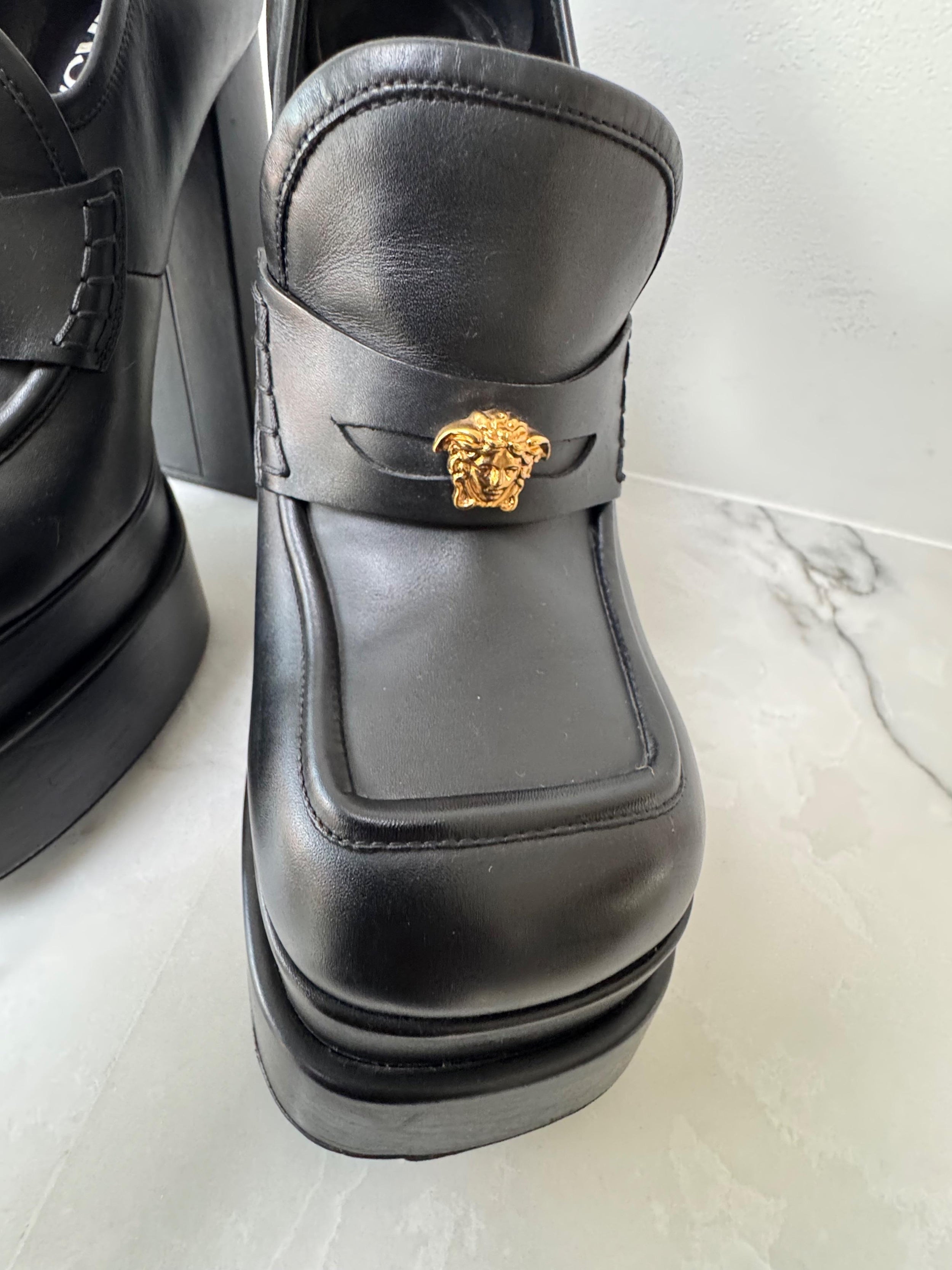 Versace Black Platform Loafers