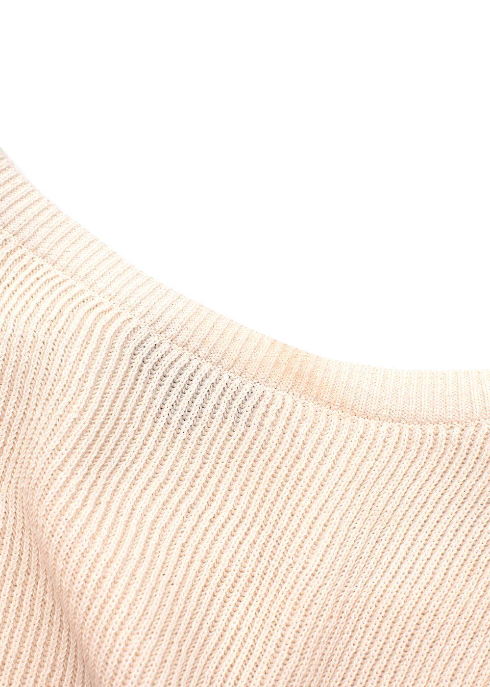 Cream Silk Blend Knit Striped Vest