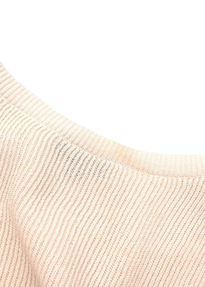 Cream Silk Blend Knit Striped Vest