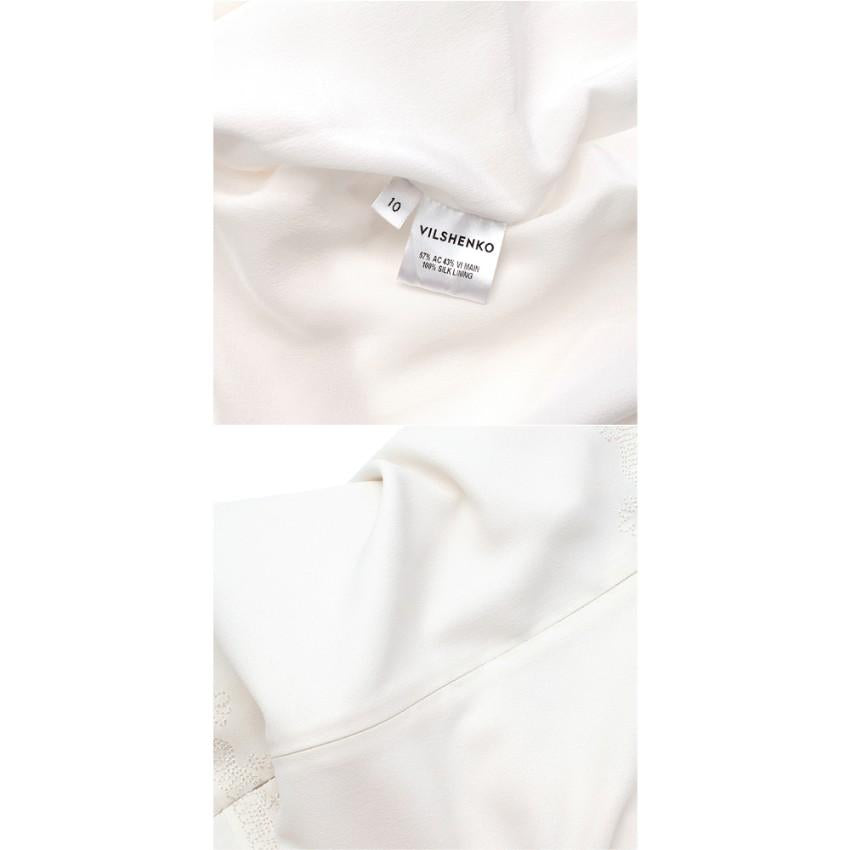 Vilshenko Embroidered Cream Crepe Midi Dress