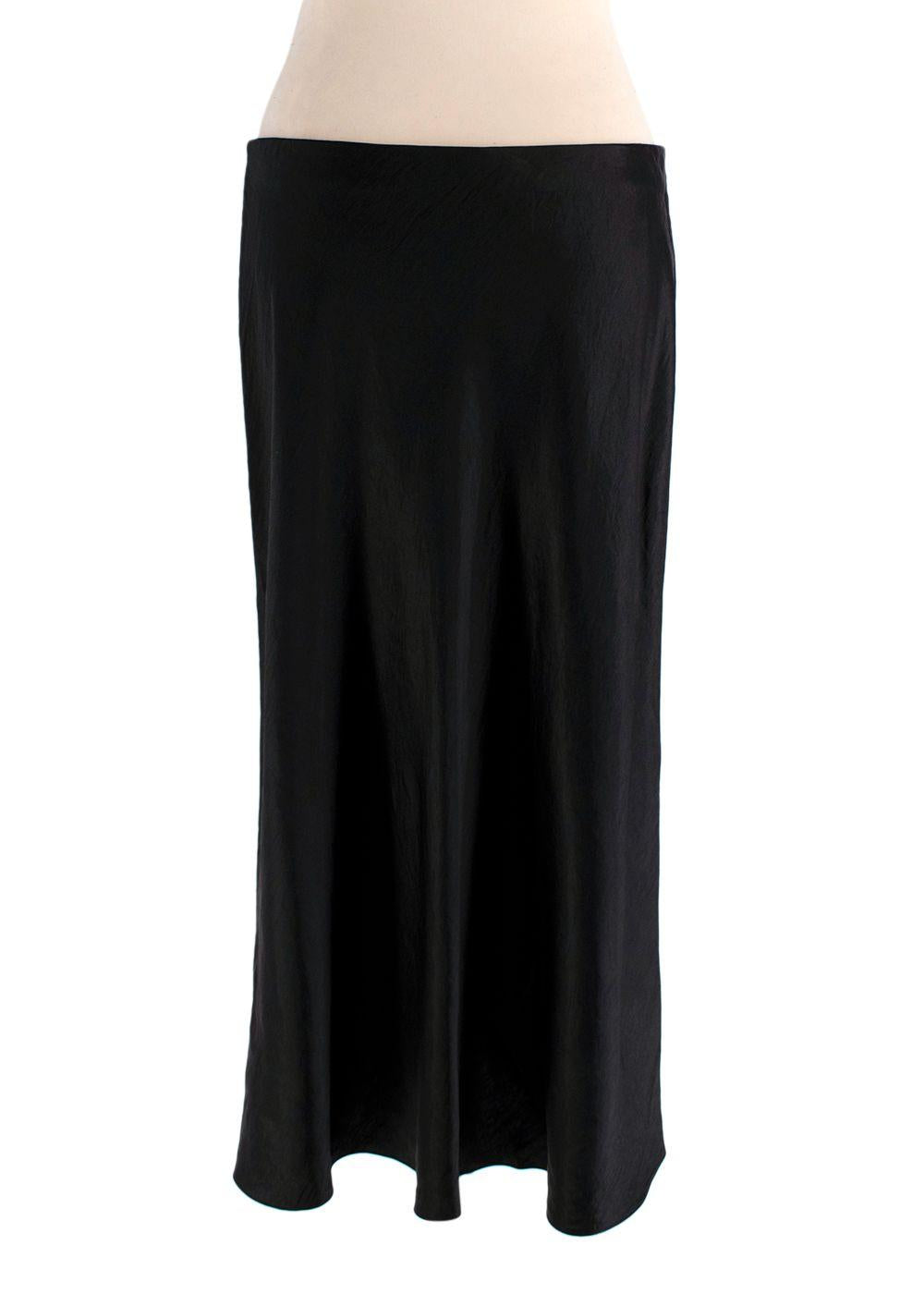 Vince Black Satin Midi Skirt