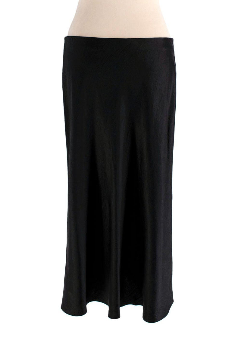 Vince Black Satin Midi Skirt