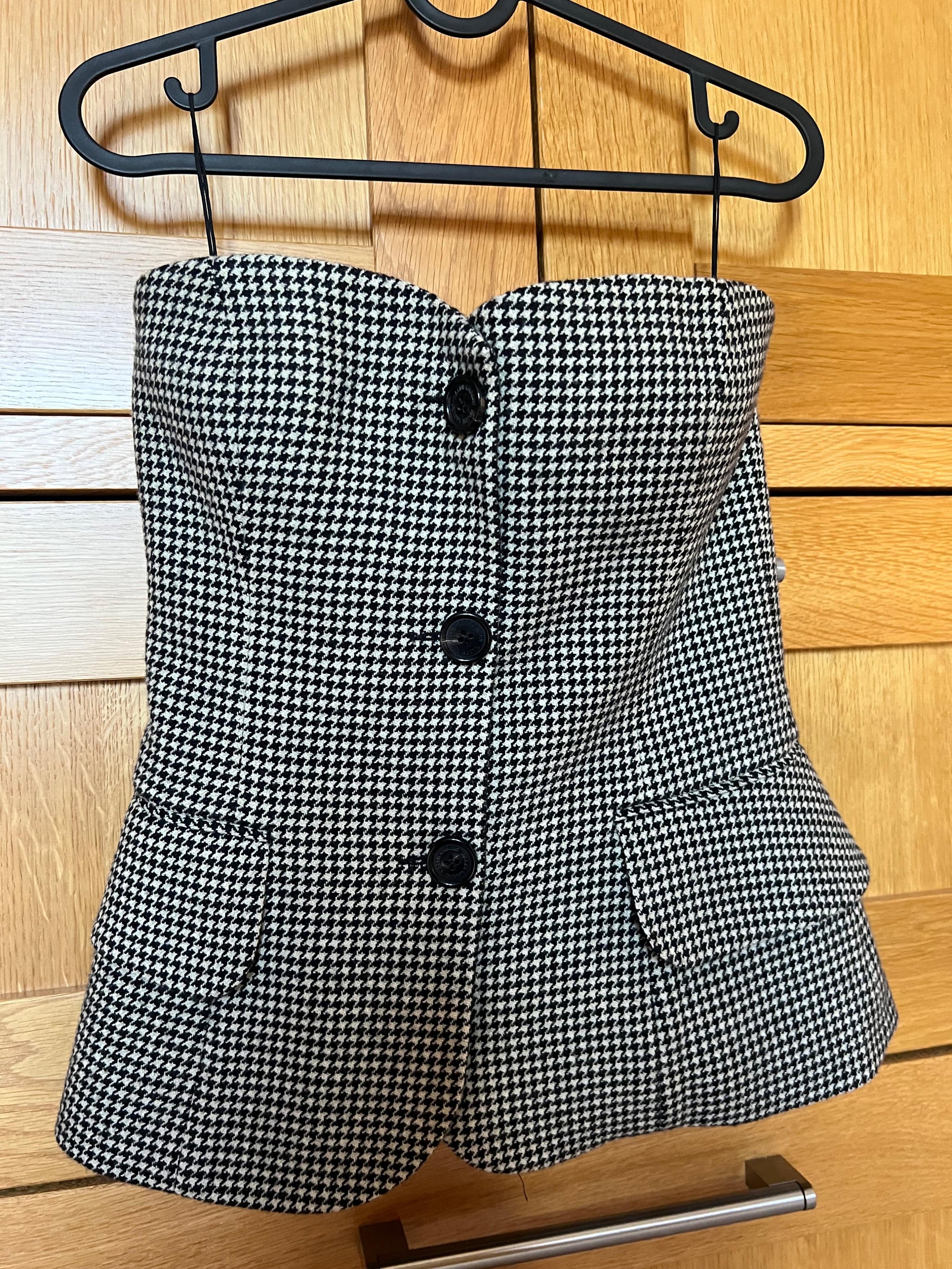 Ralph Lauren Purple Label Houndstooth Bustier Top