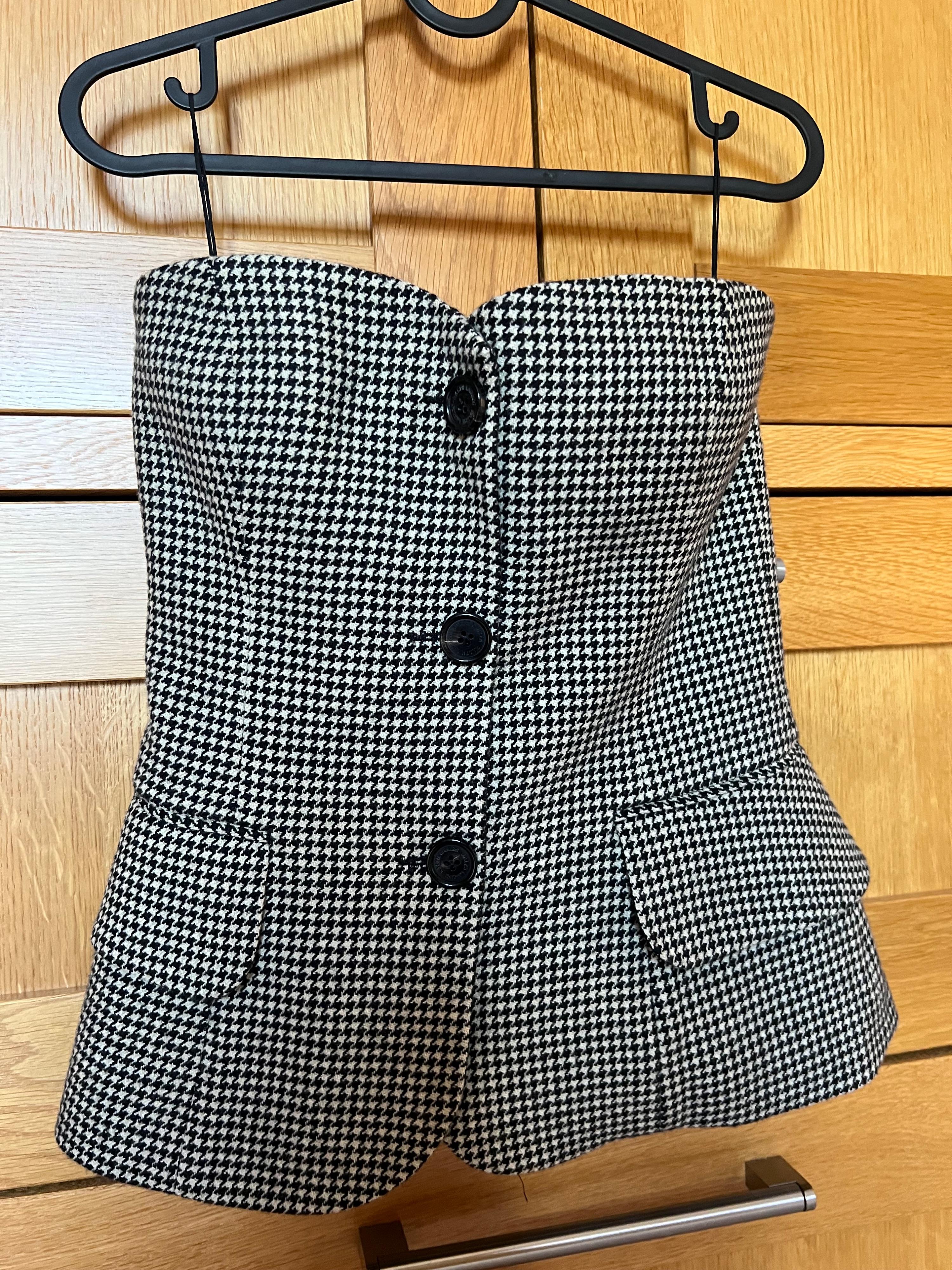 Ralph Lauren Purple Label Houndstooth Bustier Top