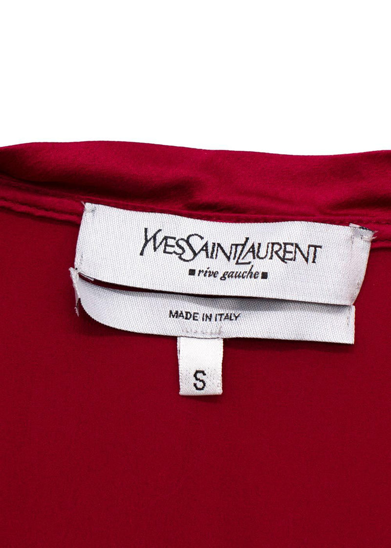 Yves Saint Laurent Ruby Red Silk T-Shirt