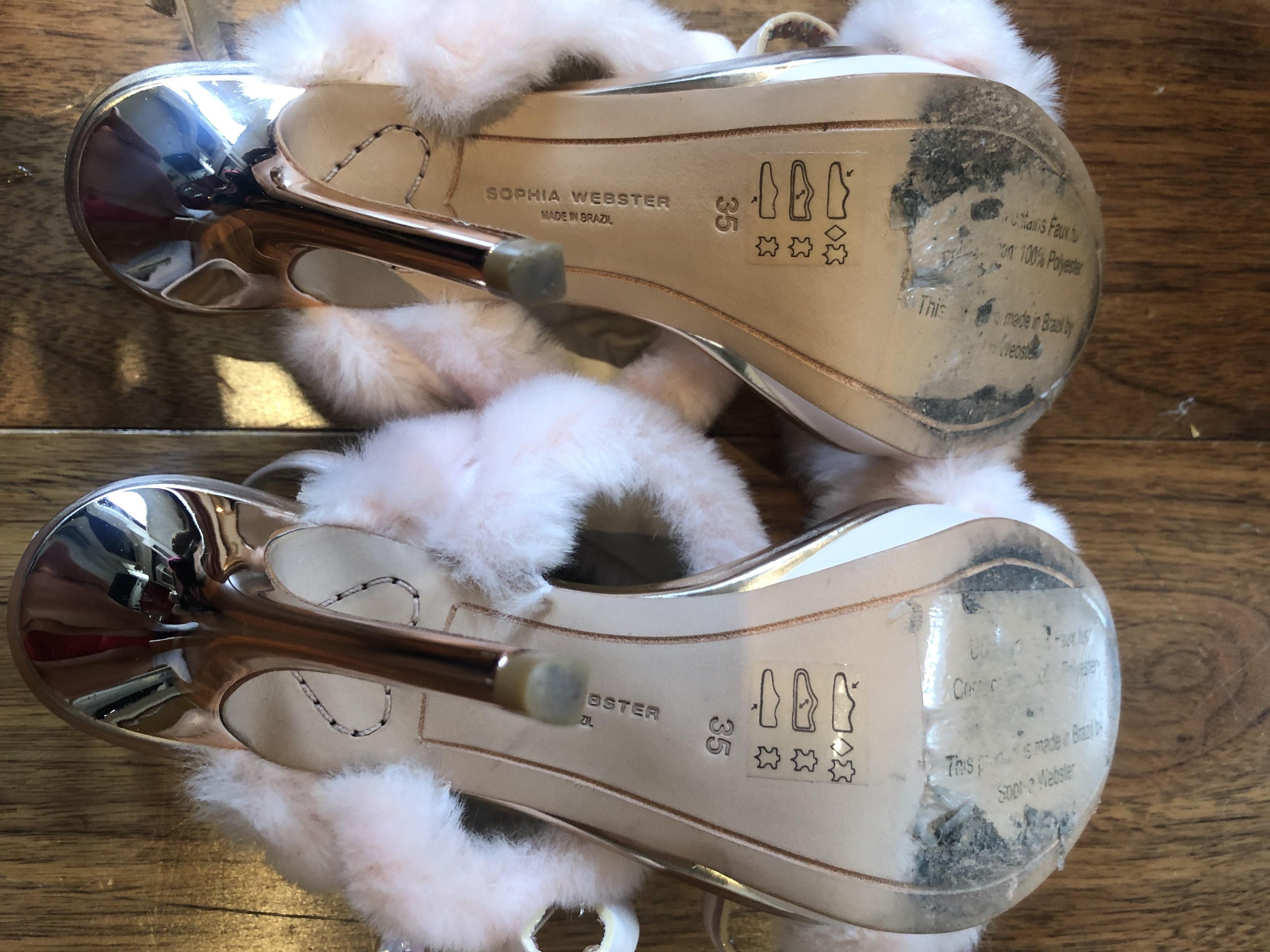Sophia Webster Pink Bella Faux Fur Sandals