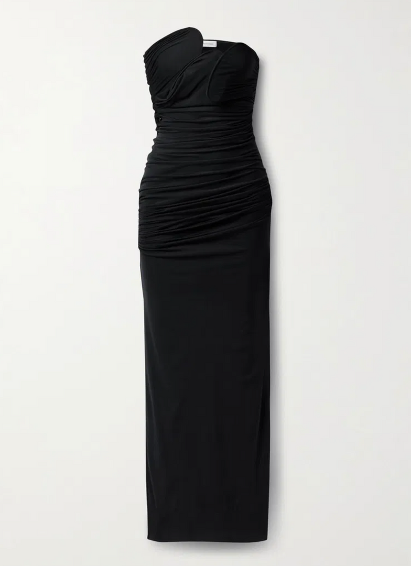 Christopher Esber Encompassed Strapless Ruched Jersey Maxi Dress