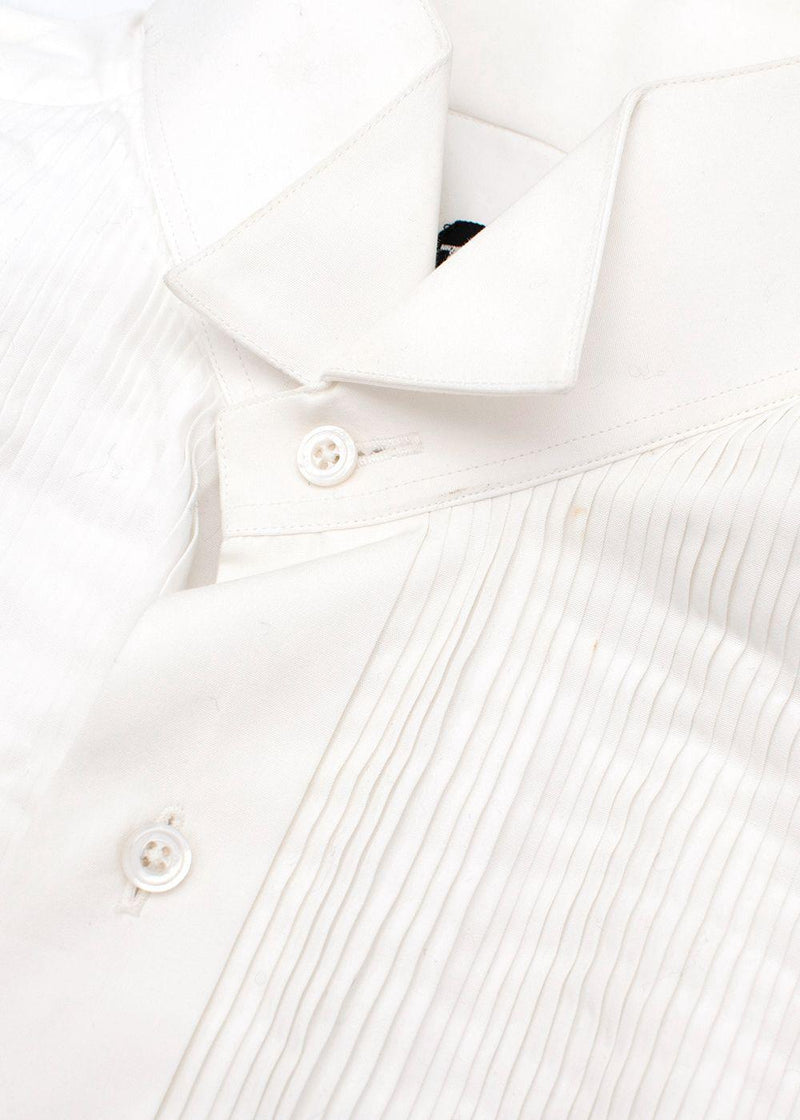 Tom Ford White Cotton Pleated Tuxedo Shirt