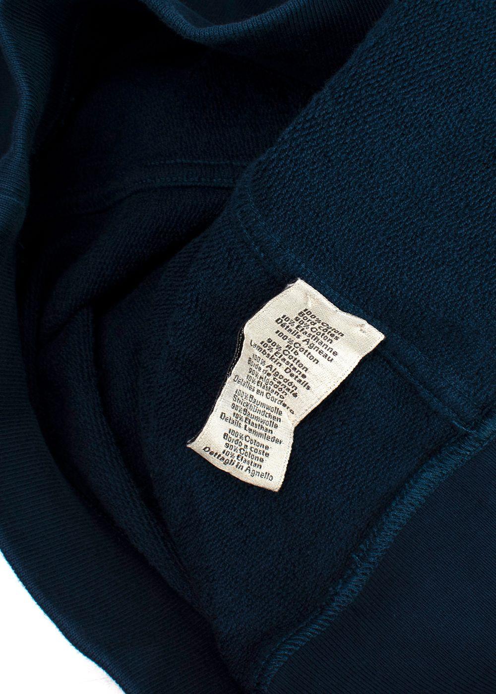 Hermes Navy Sweatshirt with Black Leather Detail
