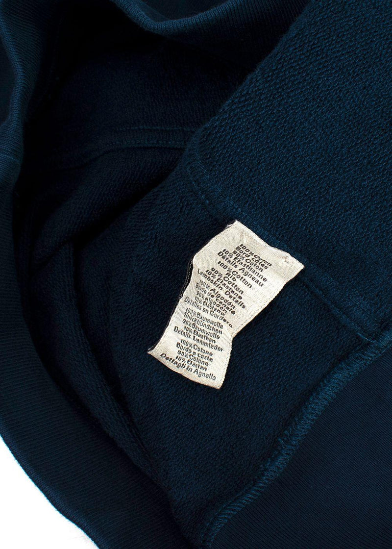 Hermes Navy Sweatshirt with Black Leather Detail