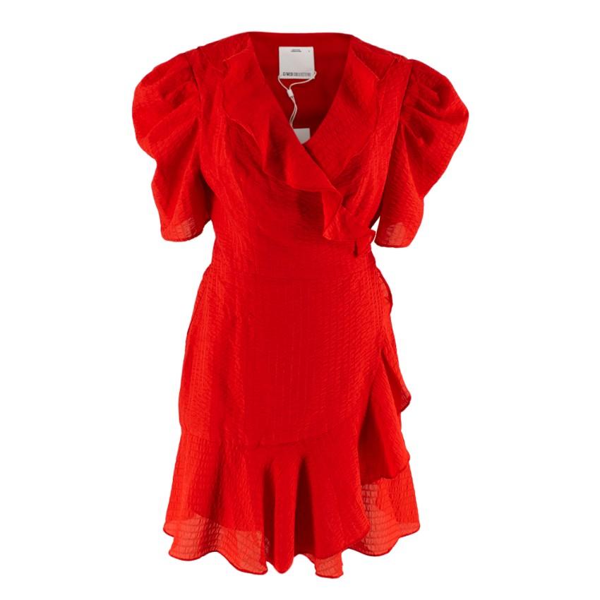 C/MEO Collective Red Advance Ruffle Wrap Dress