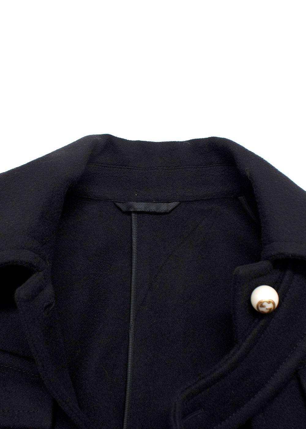 Gucci Black Cape with Floral Embroidery