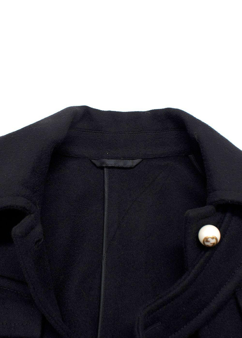 Gucci Black Cape with Floral Embroidery