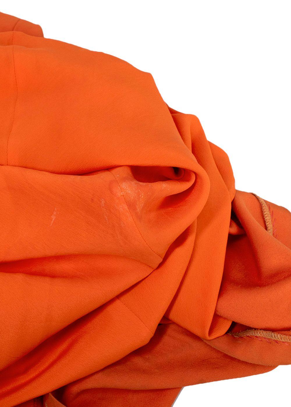 Alexander McQueen Orange Silk Crepe Crystal Halterneck Gown