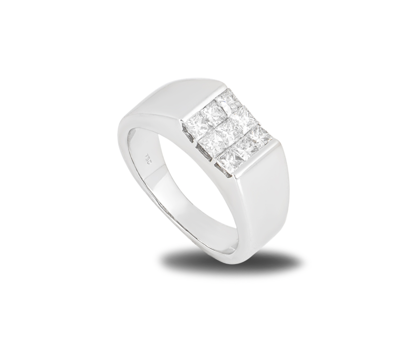 0.7ct Princess Cut Diamond Signet Ring - Size 55
