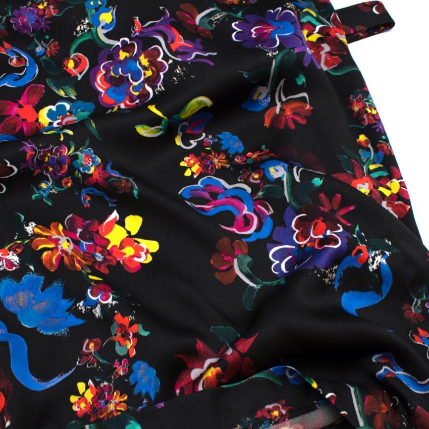 Maison Margiela Black Satin Sleeveless Floral Dress