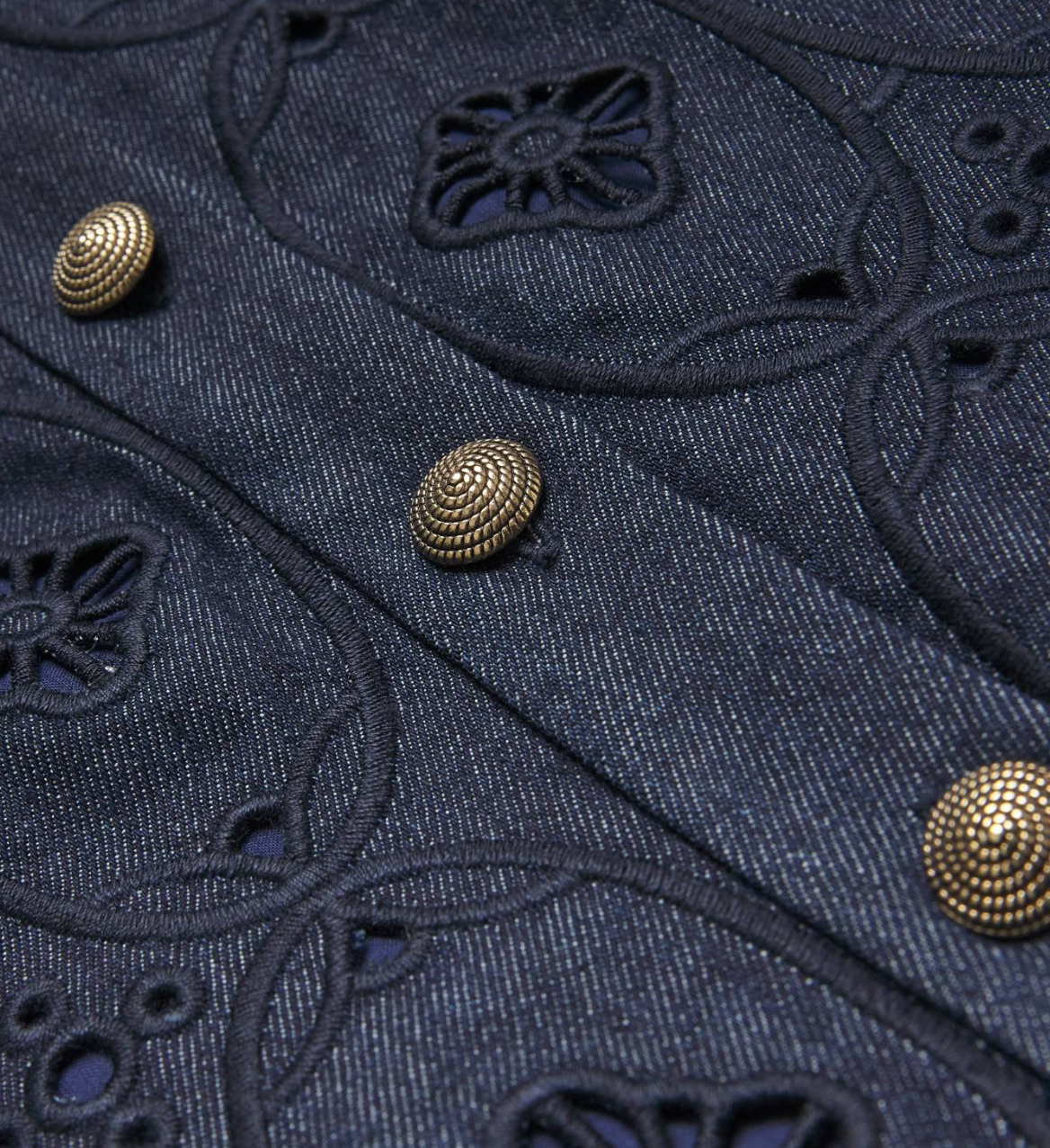 Saloni Denim Embroidered Kali Midi Skirt
