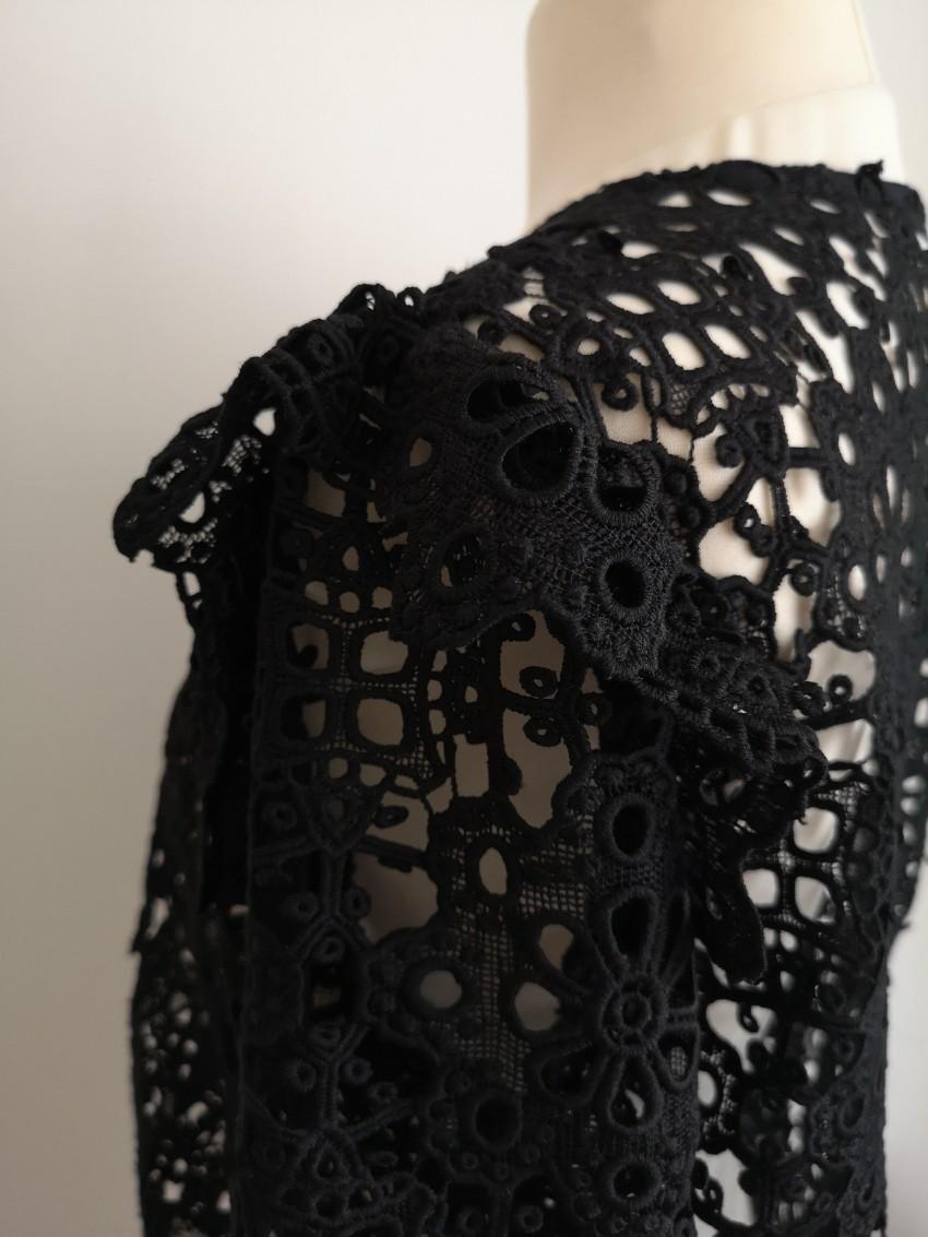 Claudie Pierlot Black Lace Ruffle Jacket
