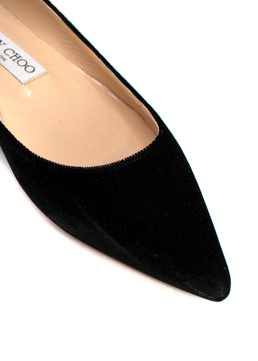Jimmy Choo Romy Flat Black Velvet Pointy Toe Flats