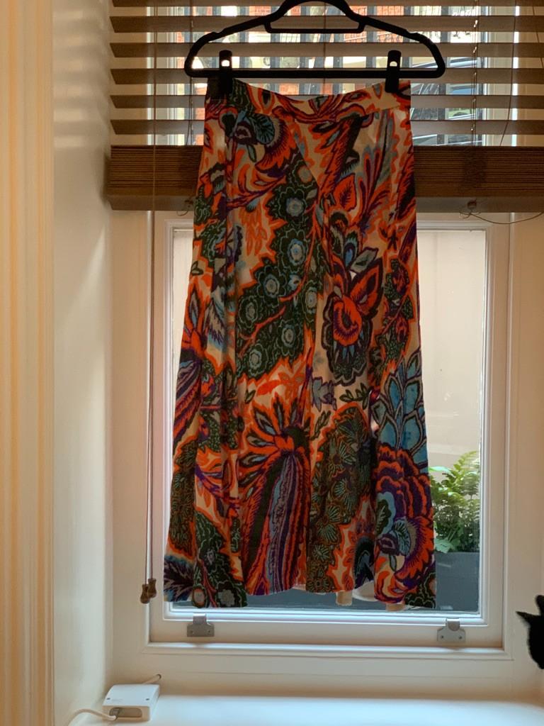 Paco Rabanne Velvet Metallic Multi Coloured Midi Skirt