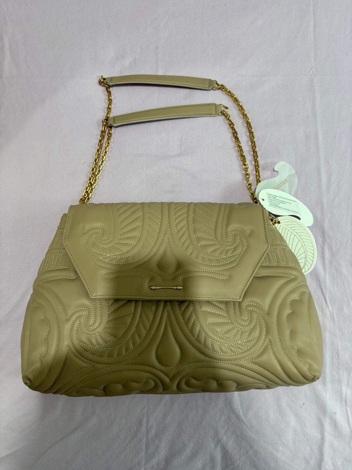 Okhtein Beige Lotus Shoulder Bag